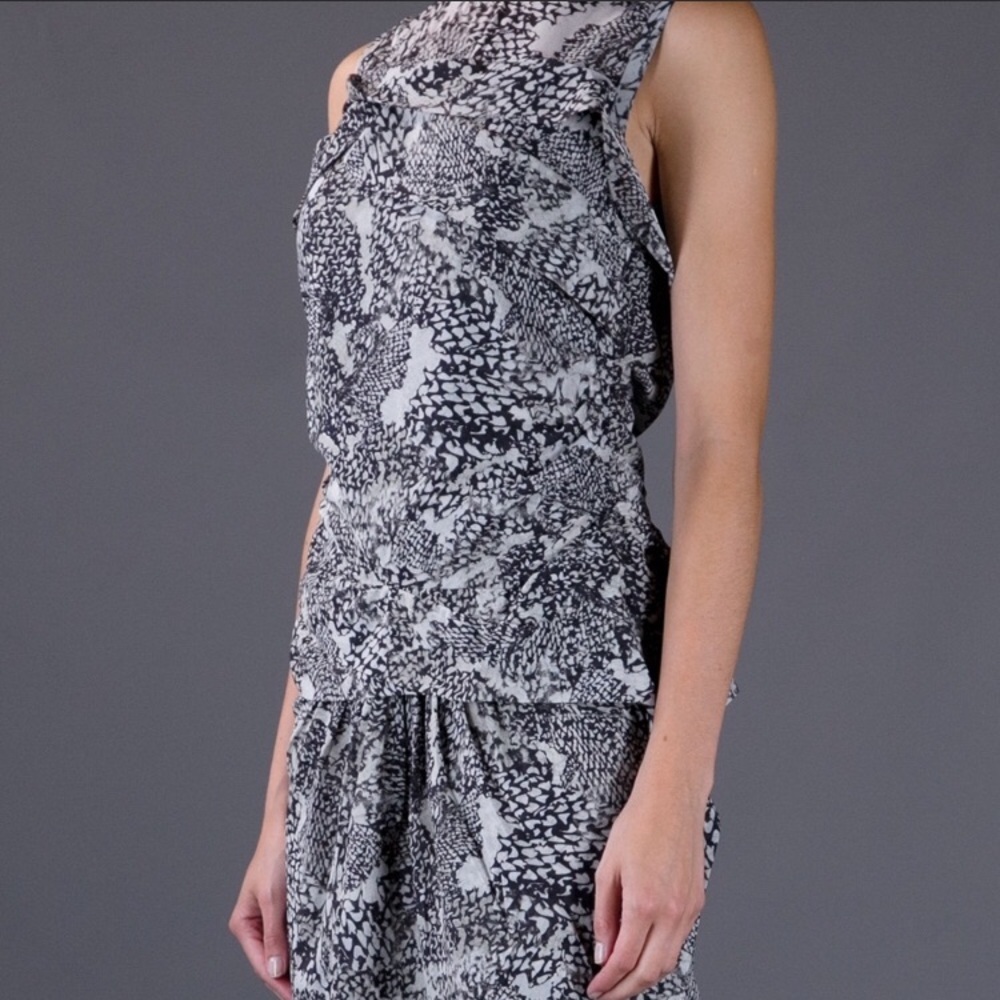 IRO Carly Silk Dress Snake Print Ruffle Cocktail 3 - Picture 11 of 12